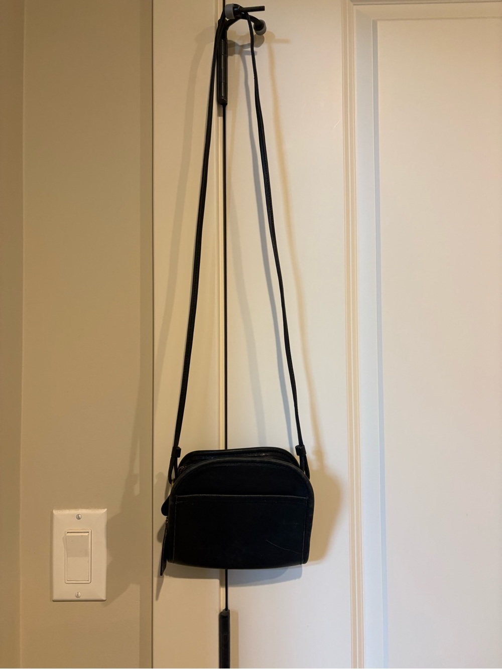 Vintage Coach Black Leather Mini Crossbody Bag